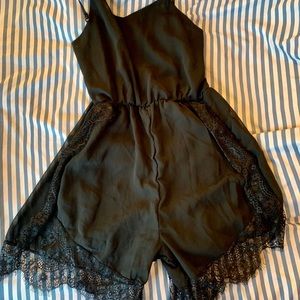 Black Lace and Chiffon Romper